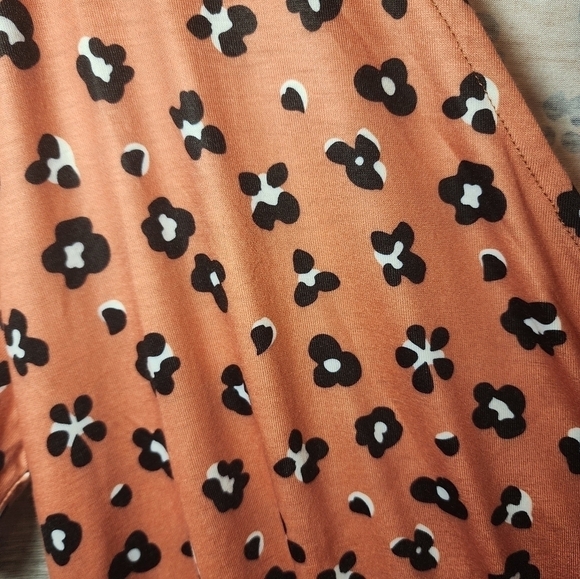 Tickled Teal Large Faux Wrap Belt Berkeley Midi Dress Rust Floral - Picture 5 of 7